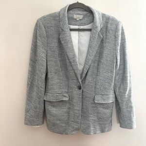 LOFT Black Grey Cotton Tweed Classic Blazer